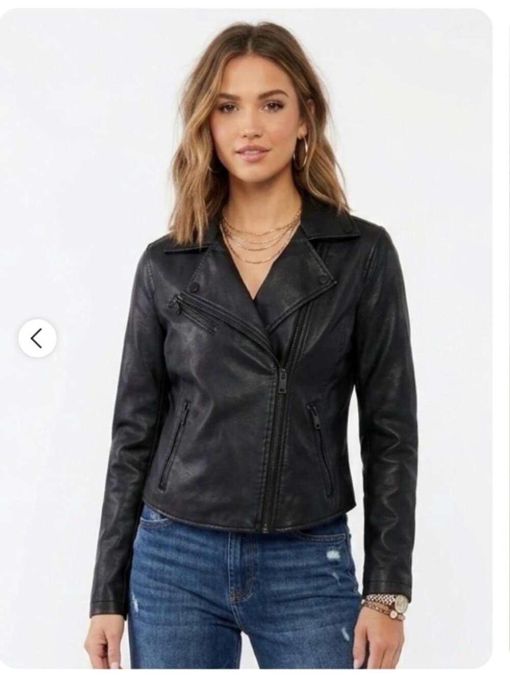 Anthropologie the Saige black faux leather moto jacket small